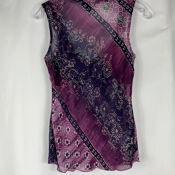 IZ Byer sleeveless sheer boho vibrant top Sz S - Picture 10 of 11